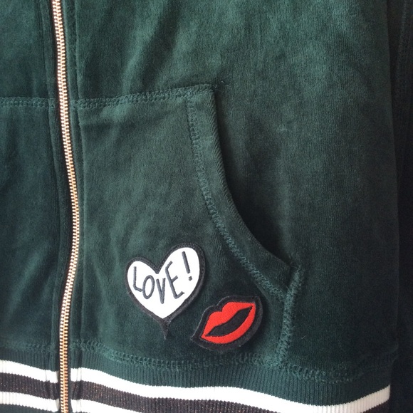 Betsey Johnson velour track jacket with hood - Picture 4 of 5